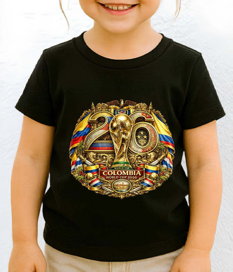 Colombia World Cup 2026 Premium Golden Graphic Cream T-Shirt (physical)