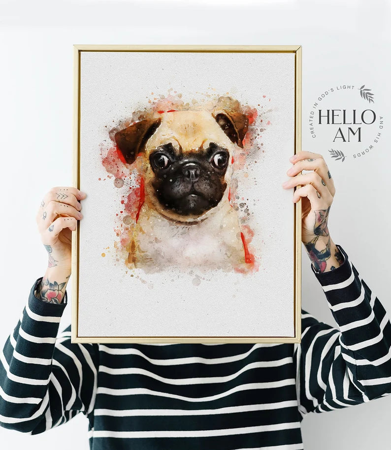 Custom Dog Portrait Watercolor,Painting Of Dog Custom, Watercolor Dog Art, Custom Dog Painting Canvas