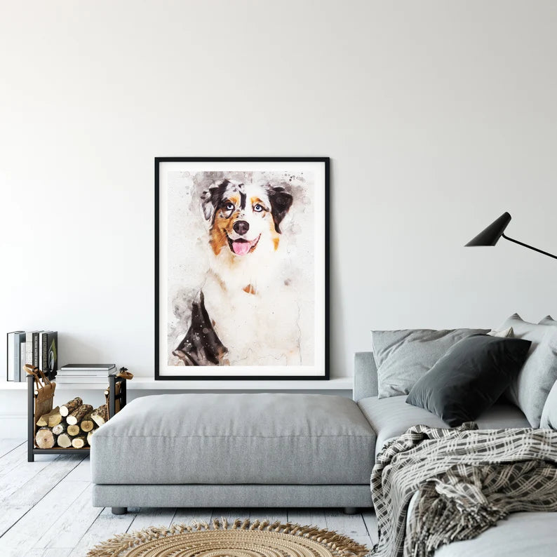 Custom Dog Portrait Watercolor,Painting Of Dog Custom, Watercolor Dog Art, Custom Dog Painting Canvas