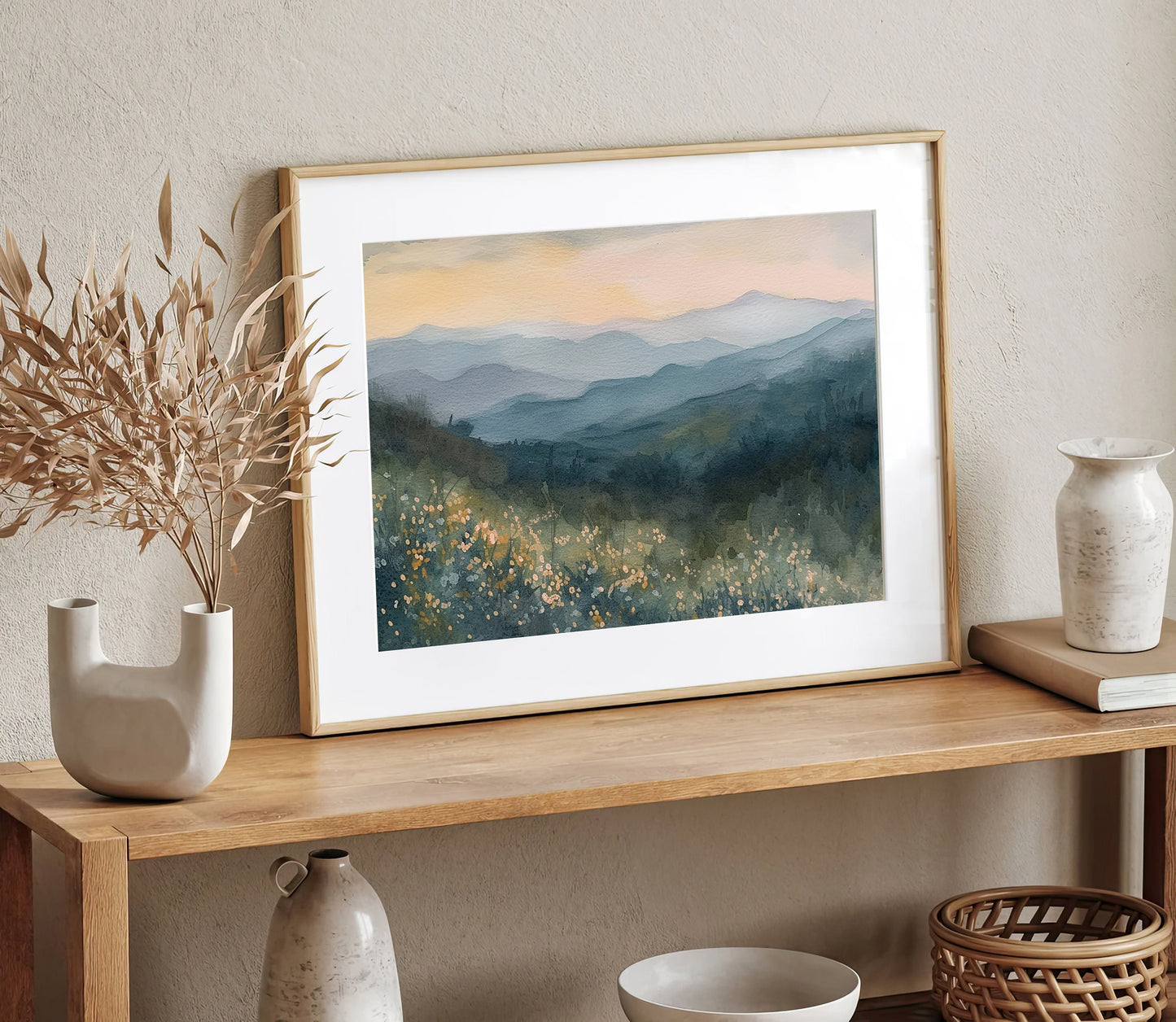 Spring Flowers Mountain Art(Printable+Physical)
