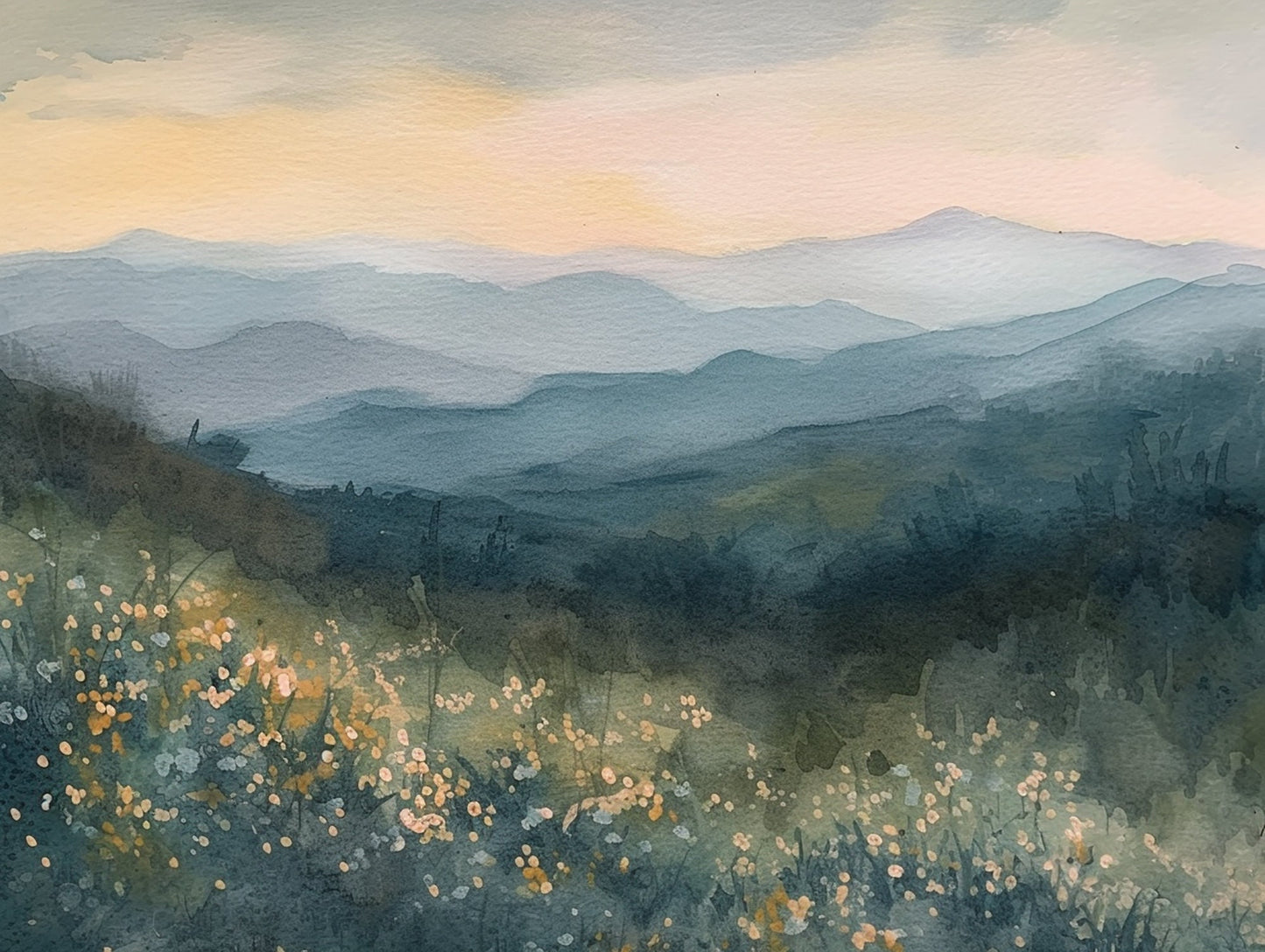 Spring Flowers Mountain Art(Printable+Physical)