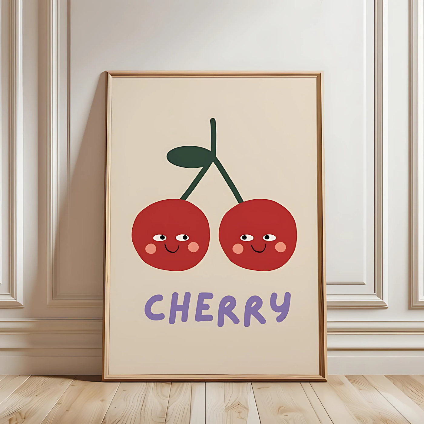 Cherry Cute Fruit Illustration Wall Art(Printable+Physical)