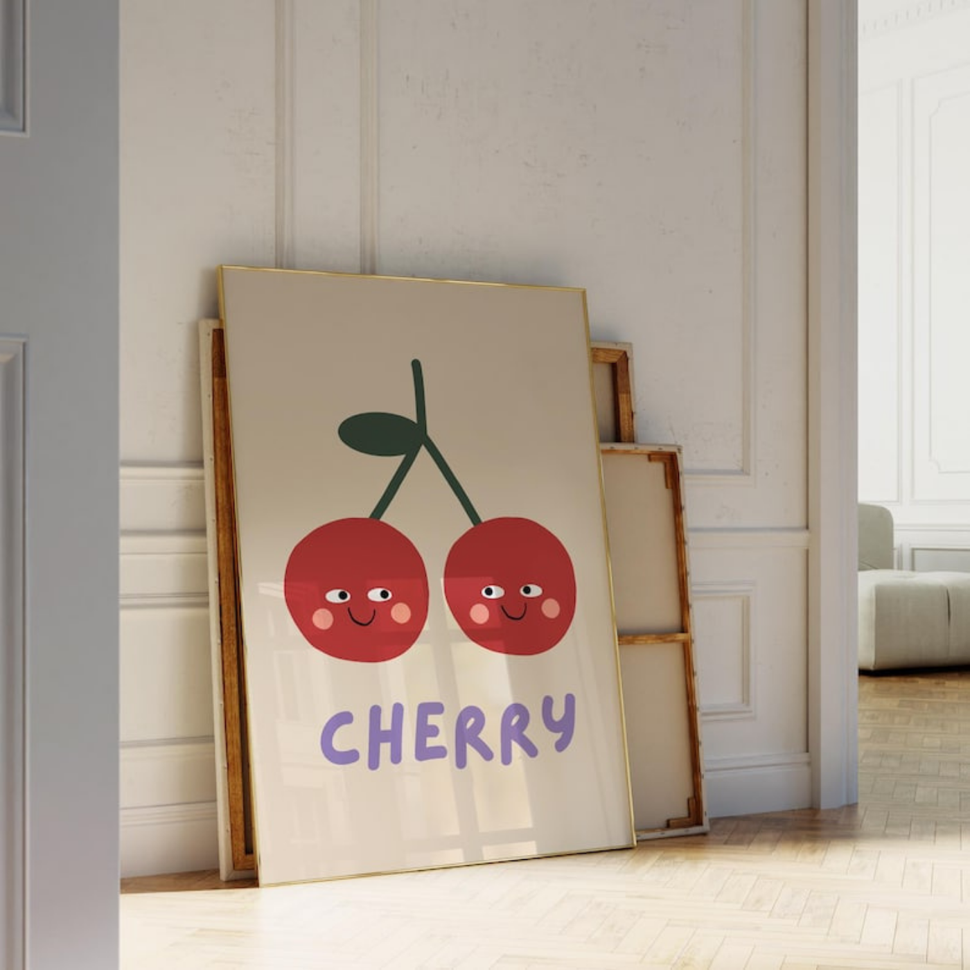 Cherry Cute Fruit Illustration Wall Art(Printable+Physical)