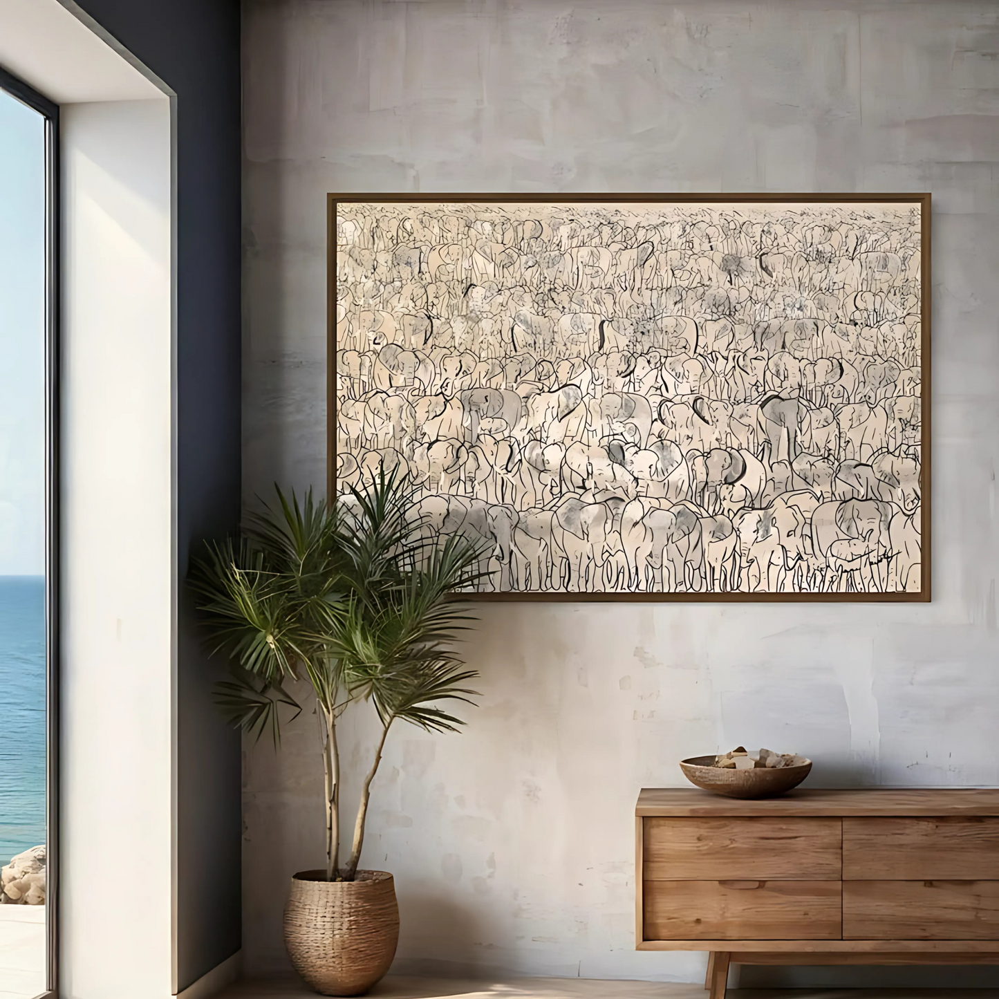 Oversized Thundering Herd of Elephants Digital Download Abstract Print(Printable+Physical)