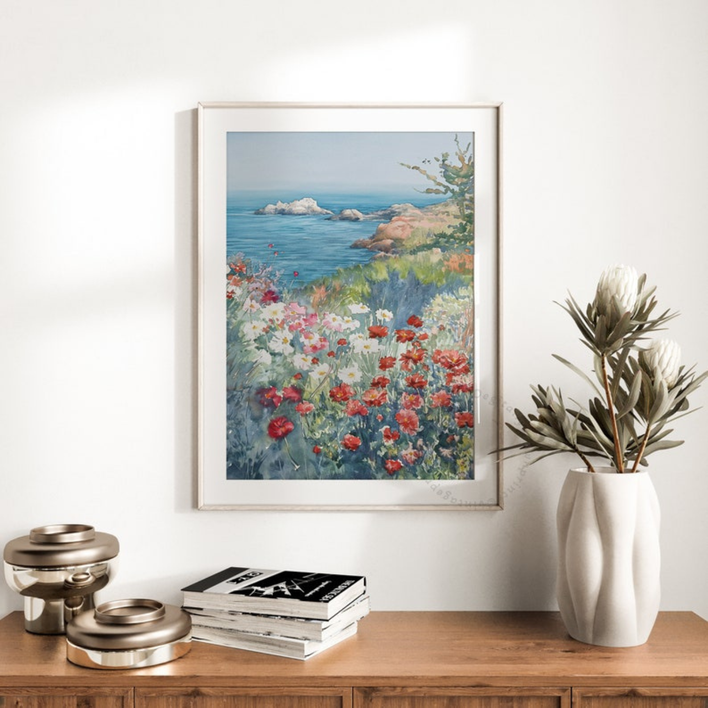 Coastal Printable Wildflower Field Landscape Painting(Printable+Physical)