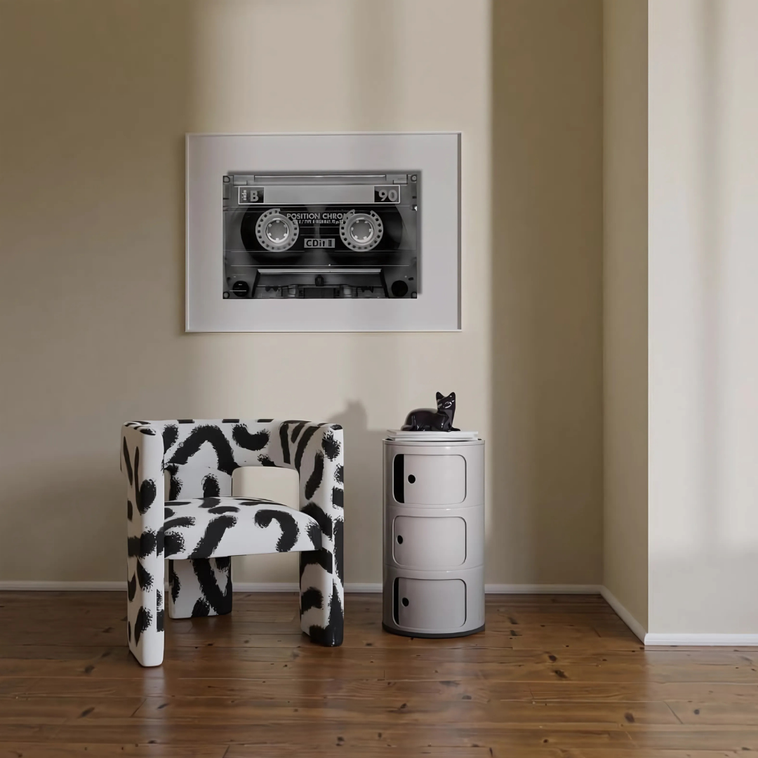 Black And White Retro Cassette Digital Print(Printable+Physical)