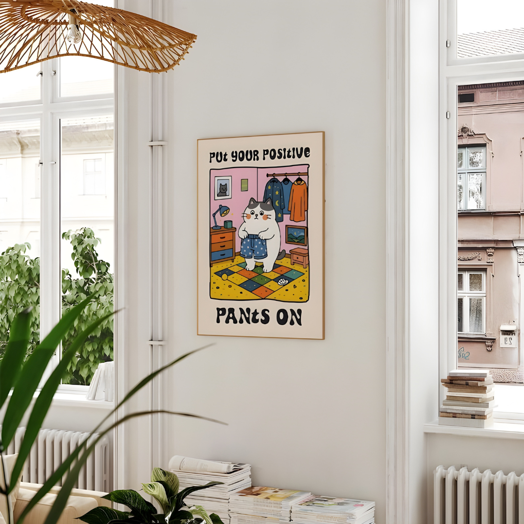 Positive Cat Motivational Wall Art(Printable+Physical)