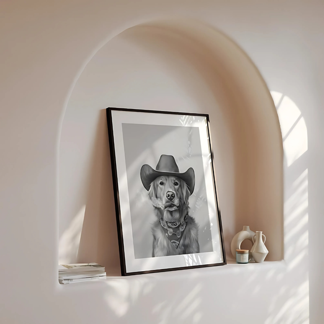 Golden Retriever Cowboy Print(Printable+Physical)