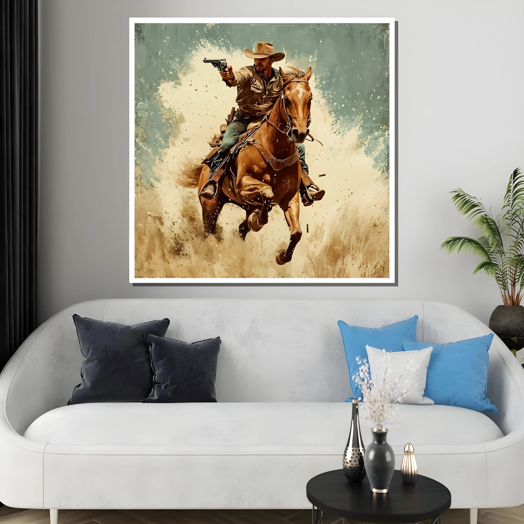Western Cowboy Gunfighter Canvas Painting Wall Art(Printable+Physical)