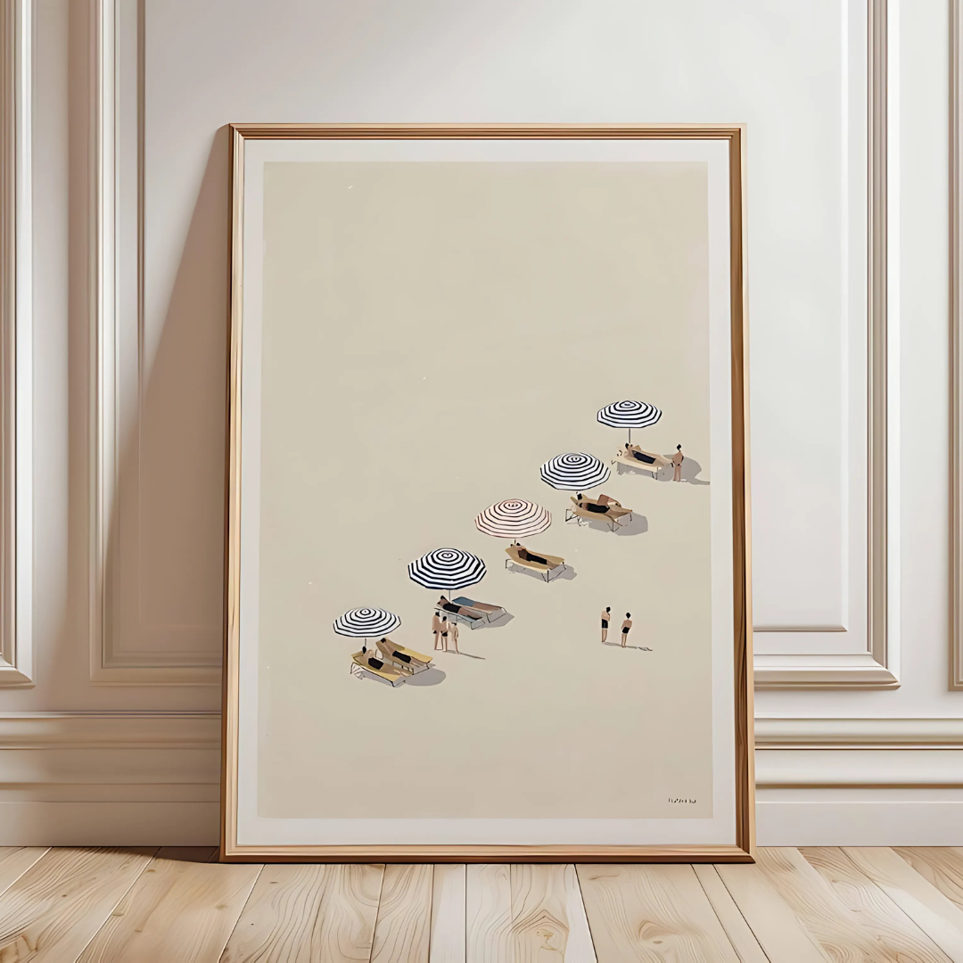 Minimalist Beach Coastal Umbrella Wall Art(Printable+Physical)