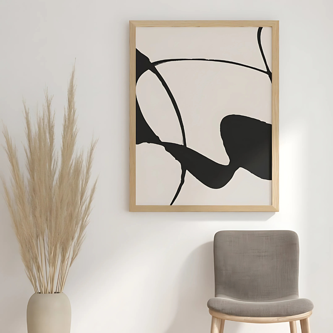 Black Beige Abstract Wall Art (Printable+Physical)