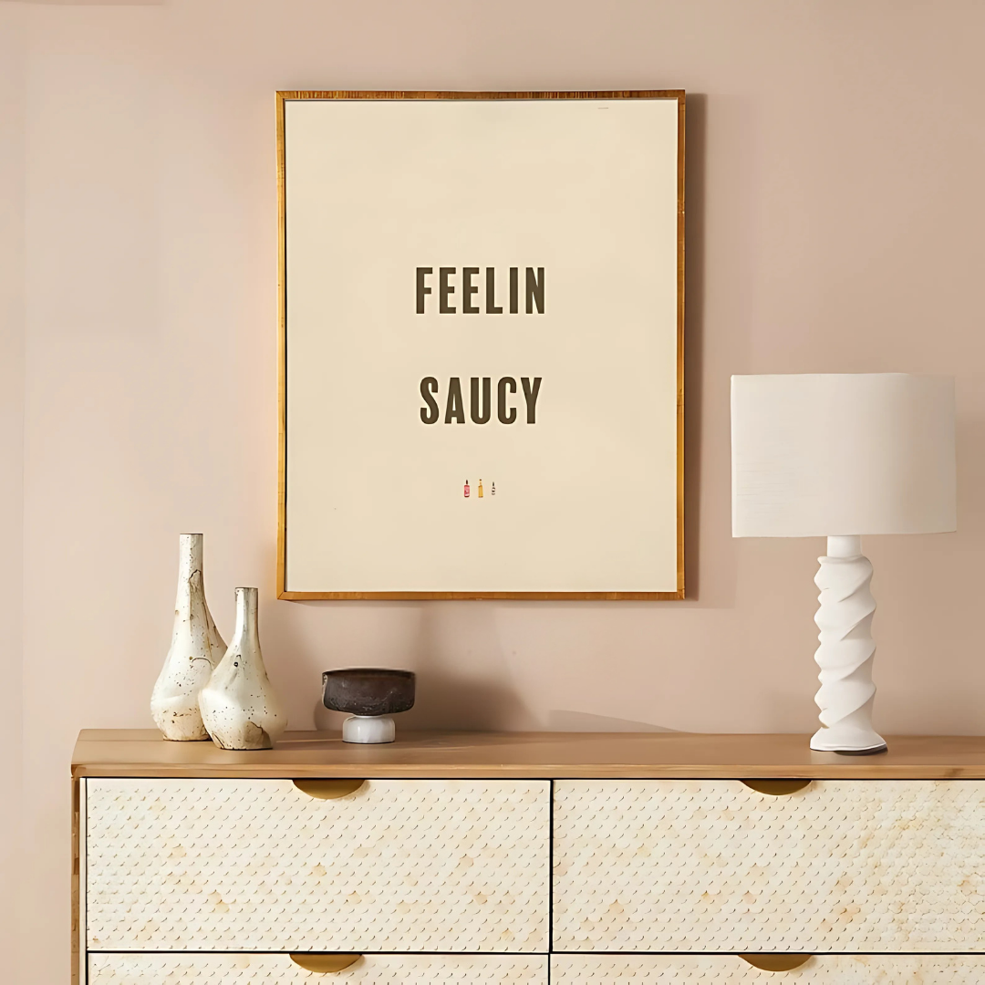 Feelin Saucy Hot Sauce Minimalist Foodie Art(Printable+Physical)