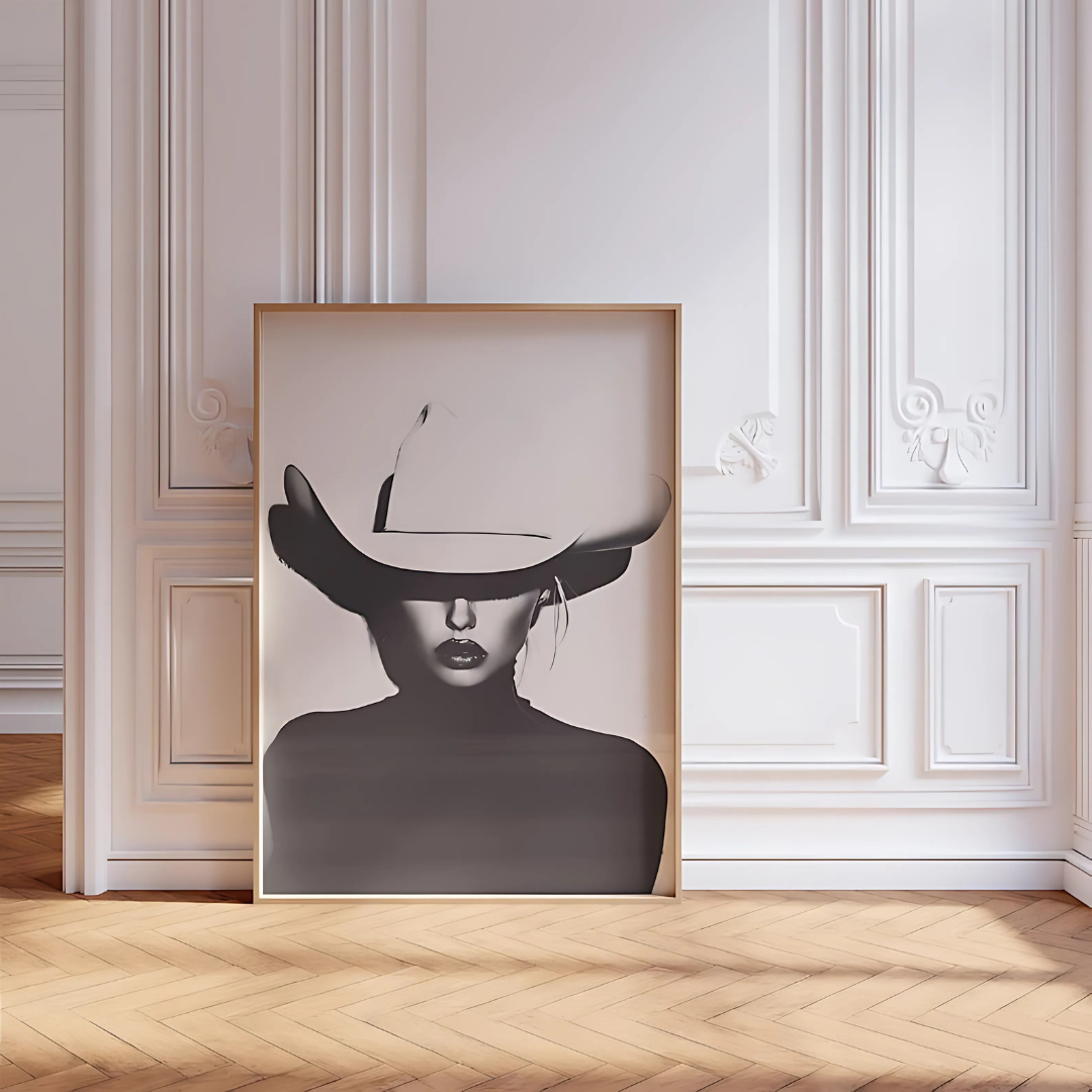 Halftone Minimalist Cowgirl Art Print(Printable+Physical)