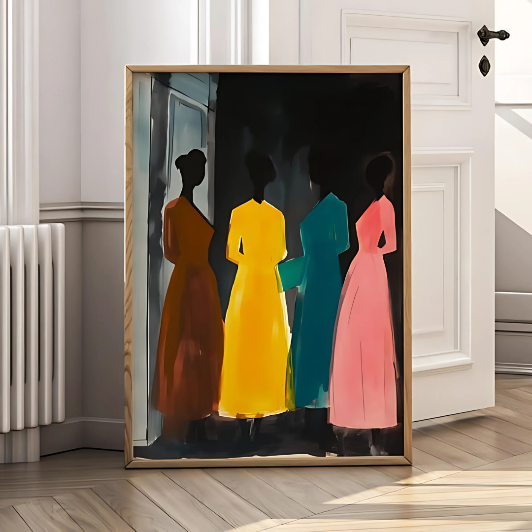 Women in Colorful Dresses Retro Poster(Printable+Physical)