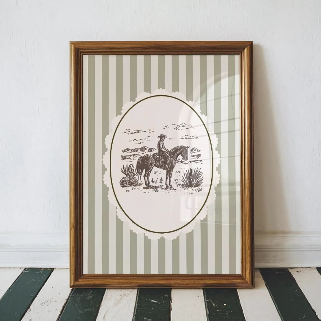 Vintage Cowboy Drawing Print(Printable+Physical)