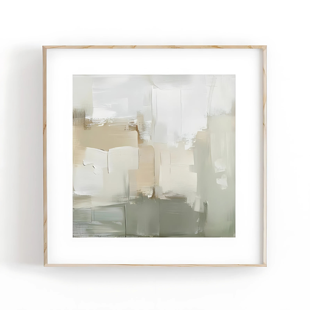 Neutral Beige Green Abstract Painting(Printable+Physical)