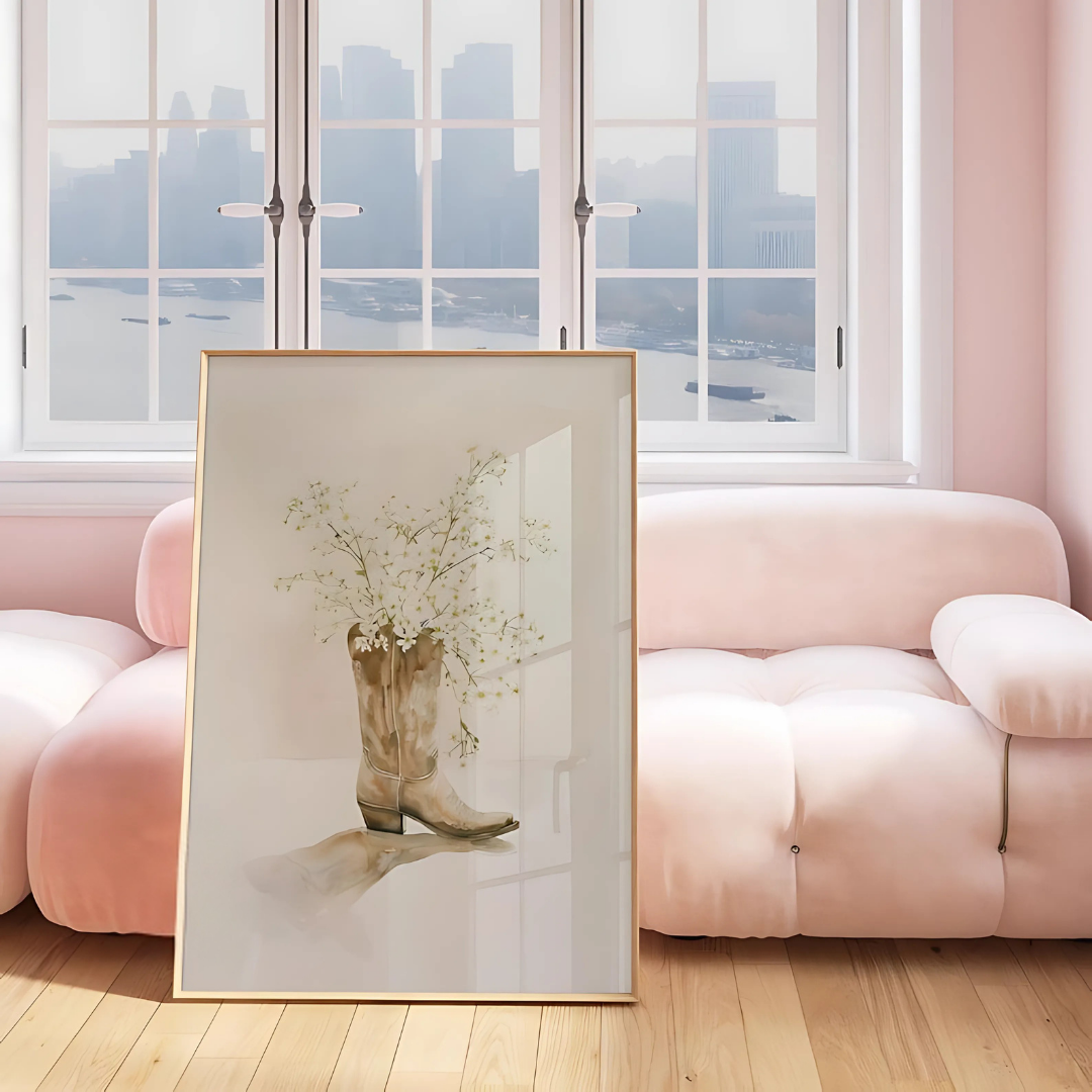 cowgirl boot Floral western wall art (Printable+Physical)