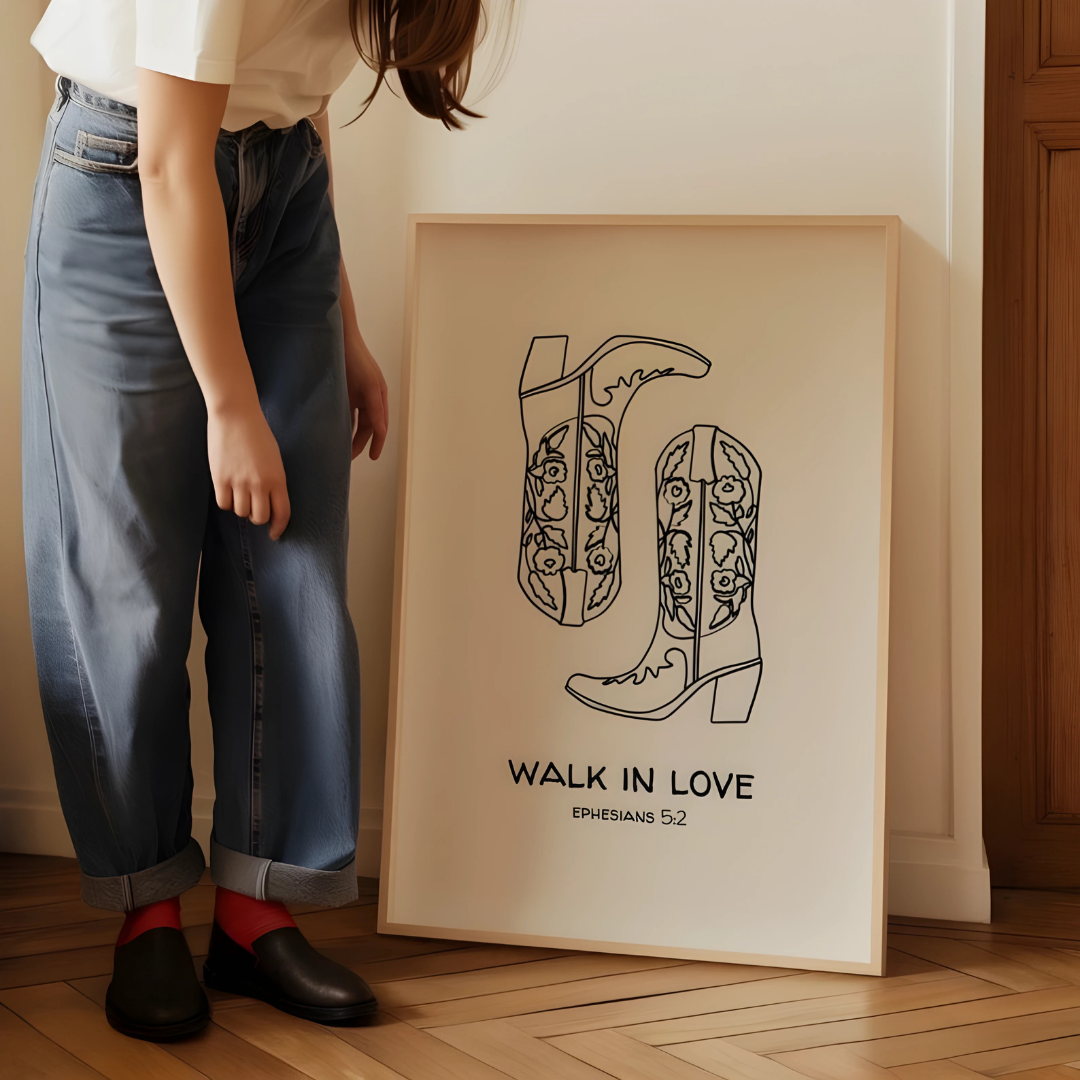 Walk In Love Western Christian Wall Art(Printable+Physical)