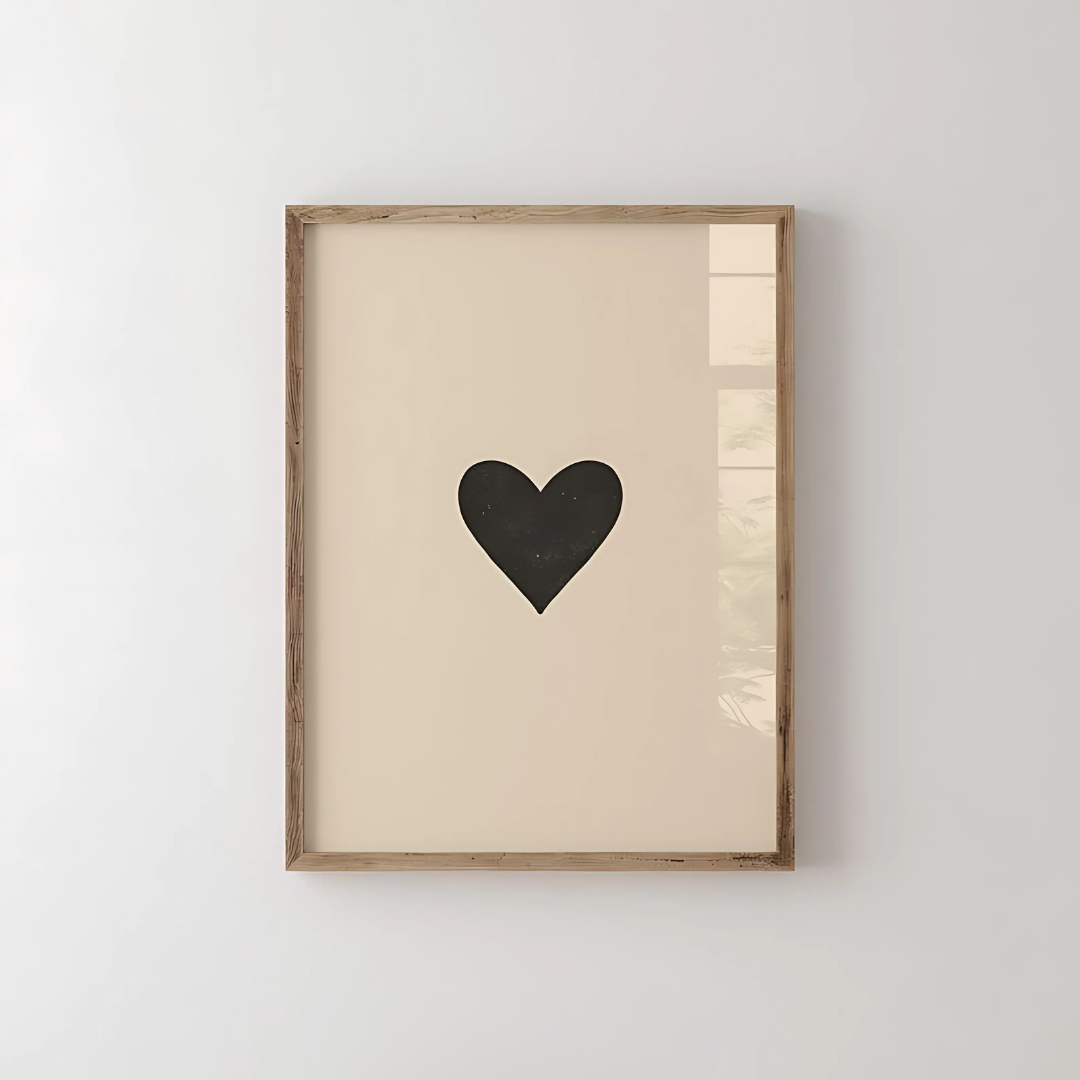 Minimalist Heart Beige and Black Wall Decor (Printable+Physical)