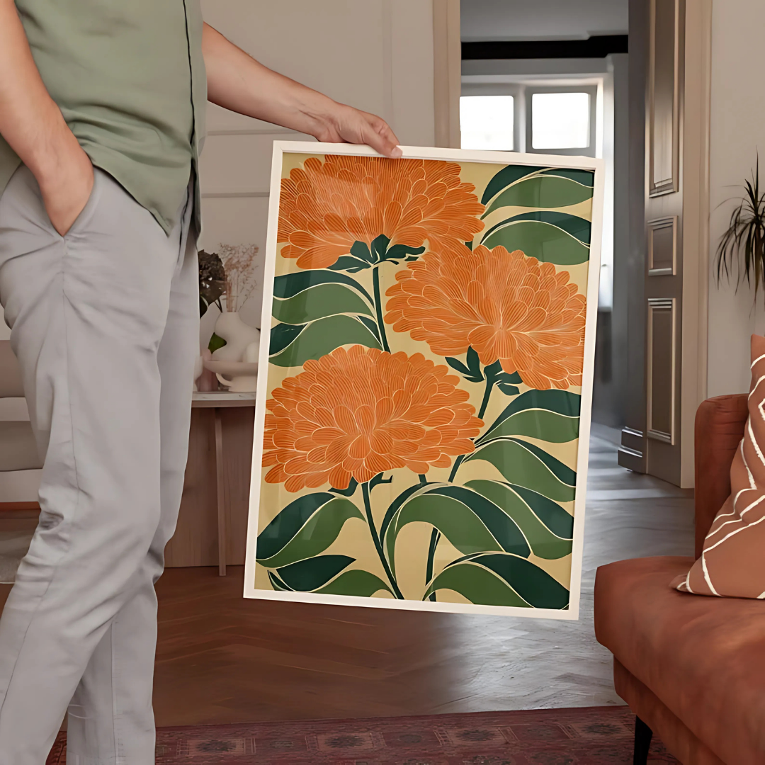 Colorful Art Deco Floral Wall Art (Printable+Physical)