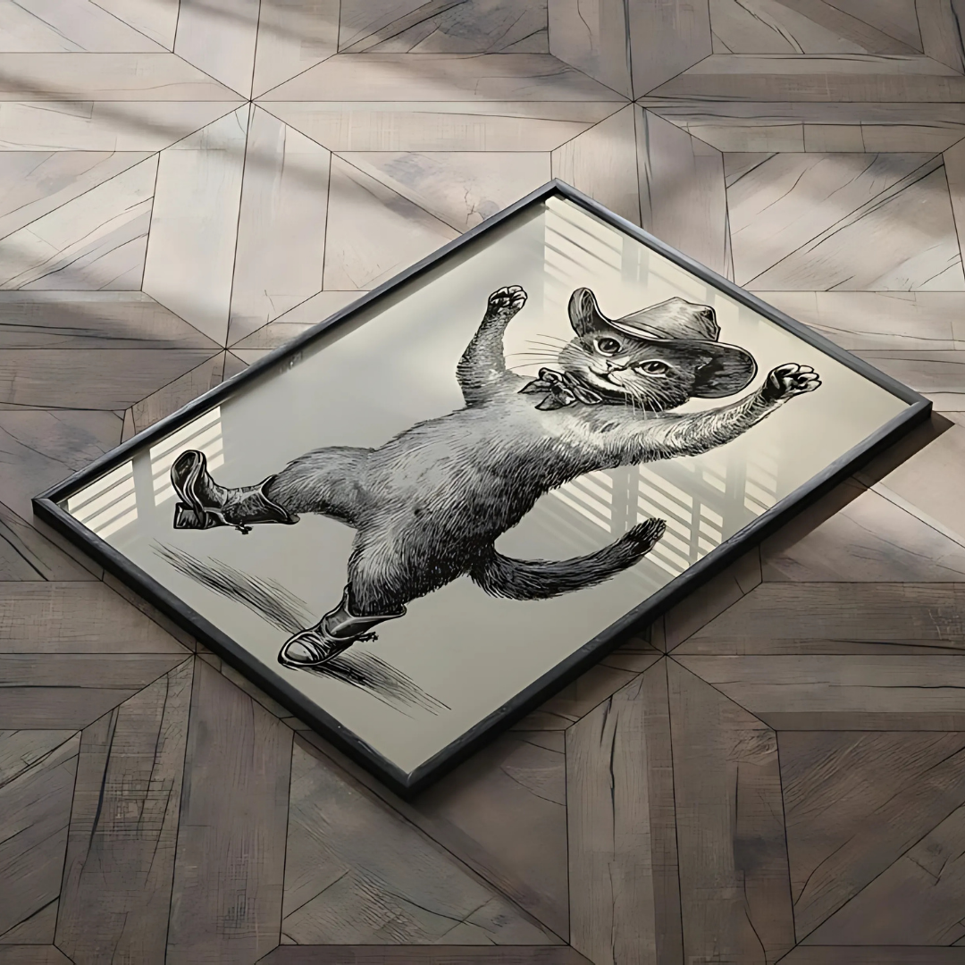 cowboy cat wall art decor(Printable+Physical)