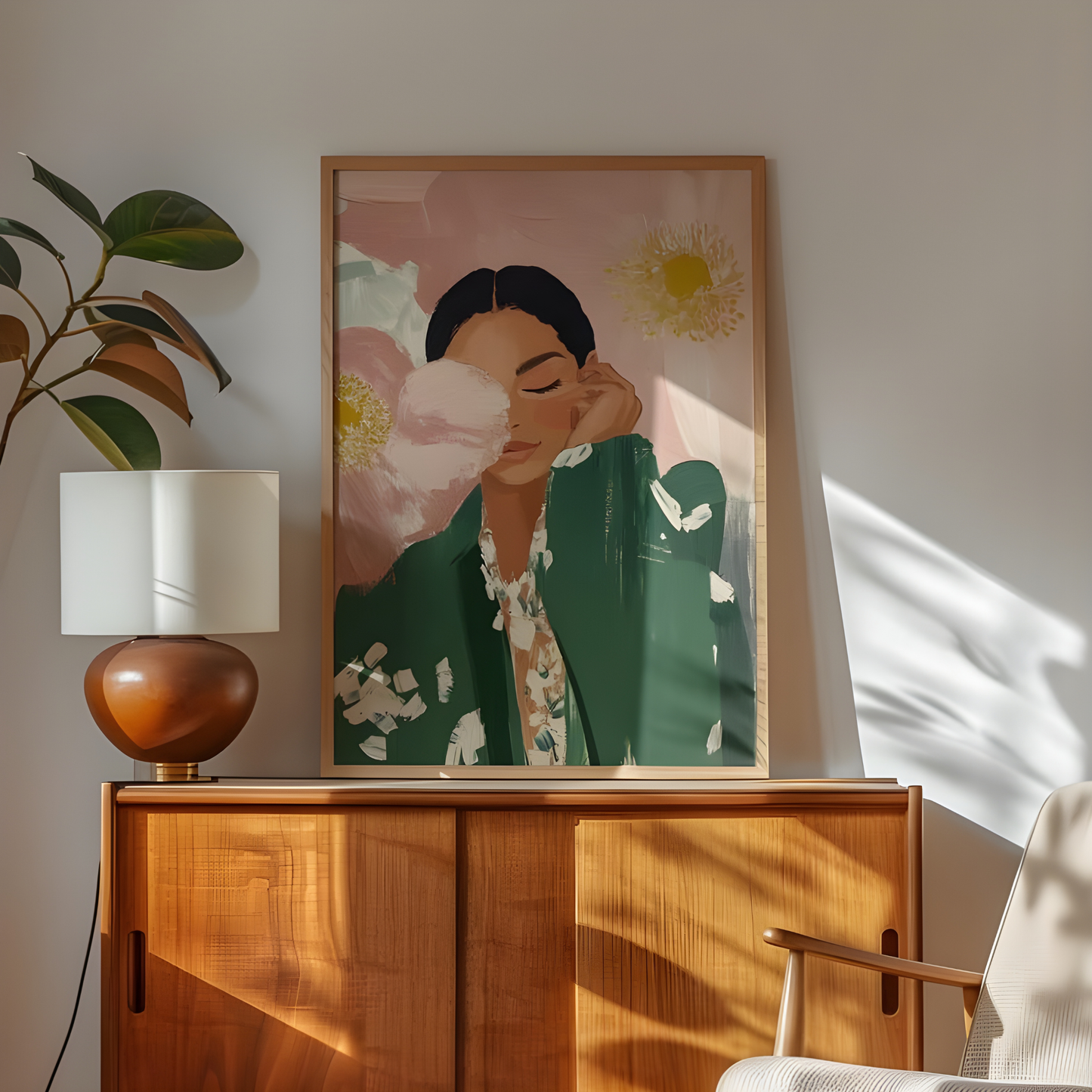 Floral Woman Modern Fashion Portrait Print (Printable+Physical)