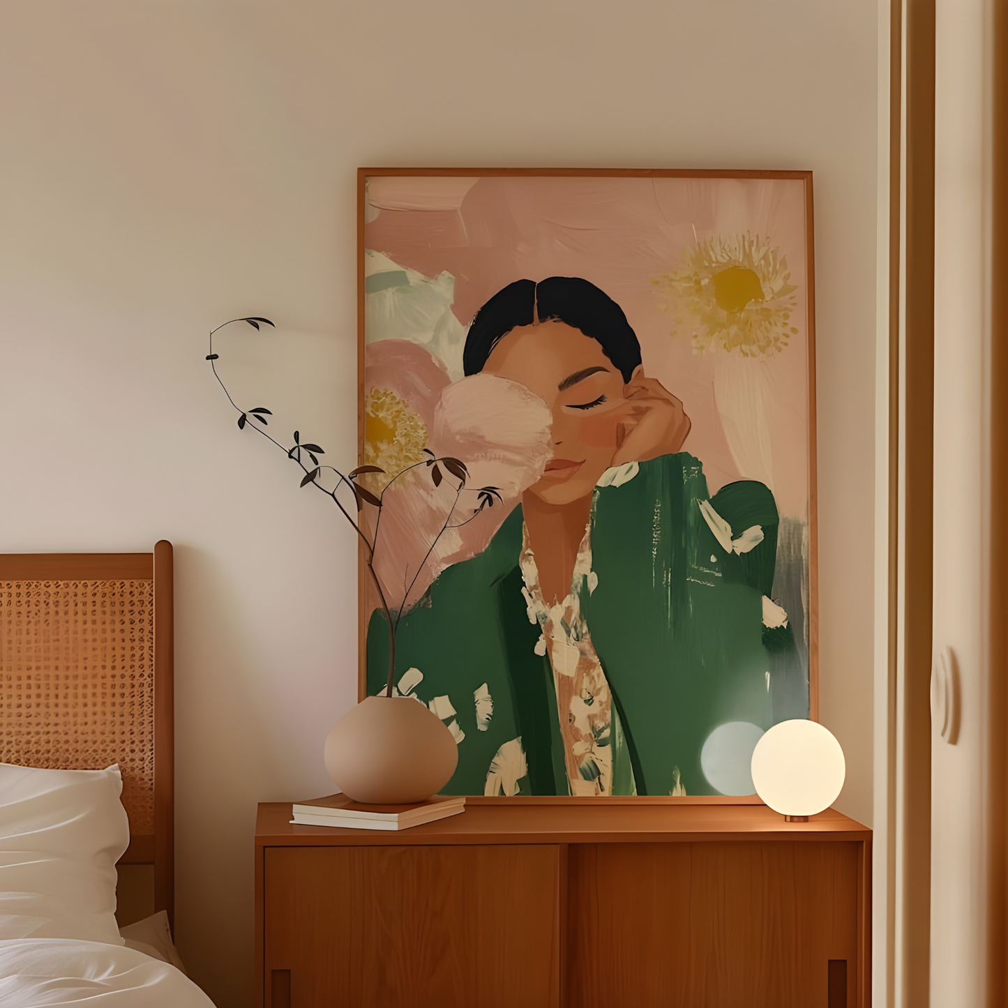 Floral Woman Modern Fashion Portrait Print(Printable+Physical)