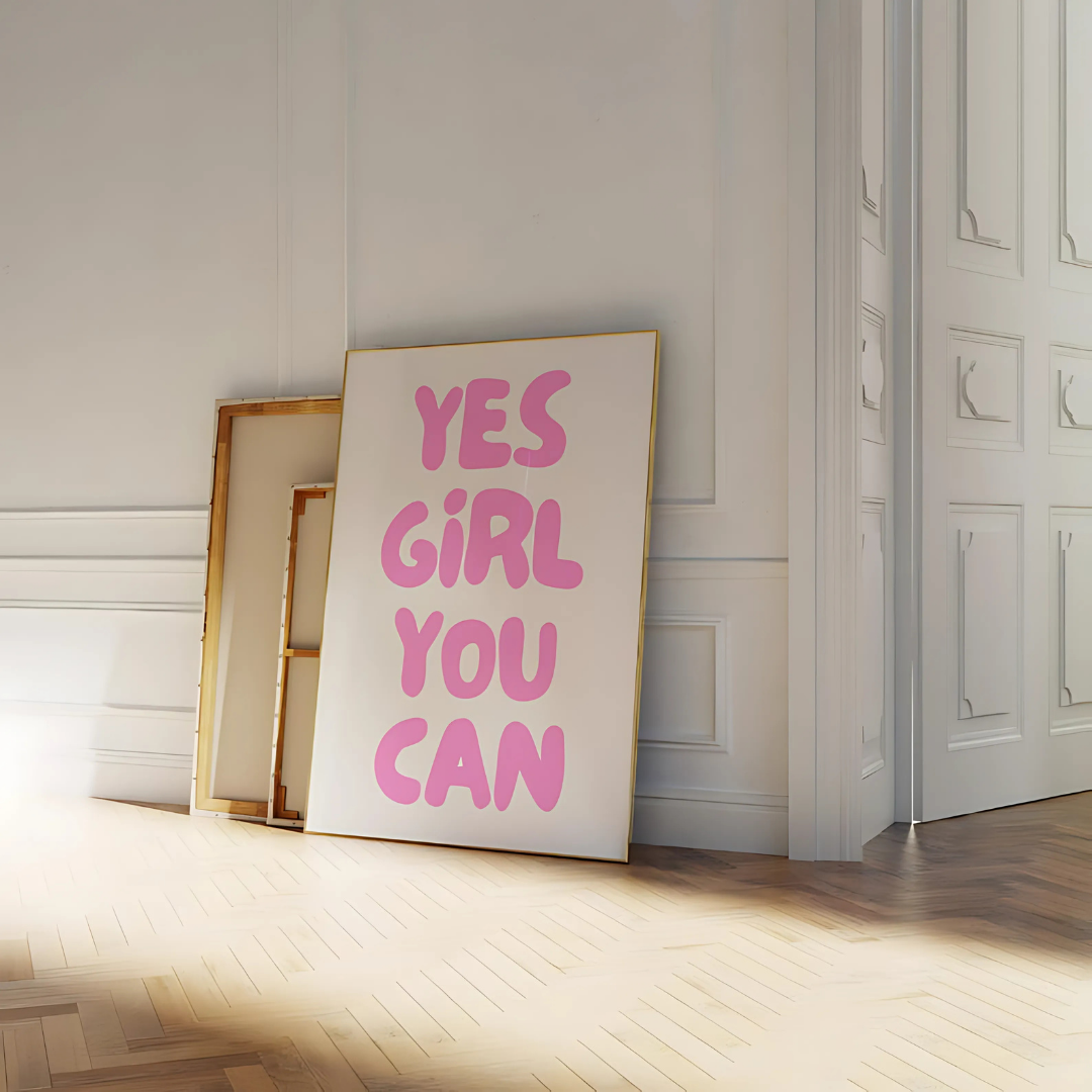 Yes Girl You Can Pink Motivational Quote Positive Affirmation(Printable+Physical)