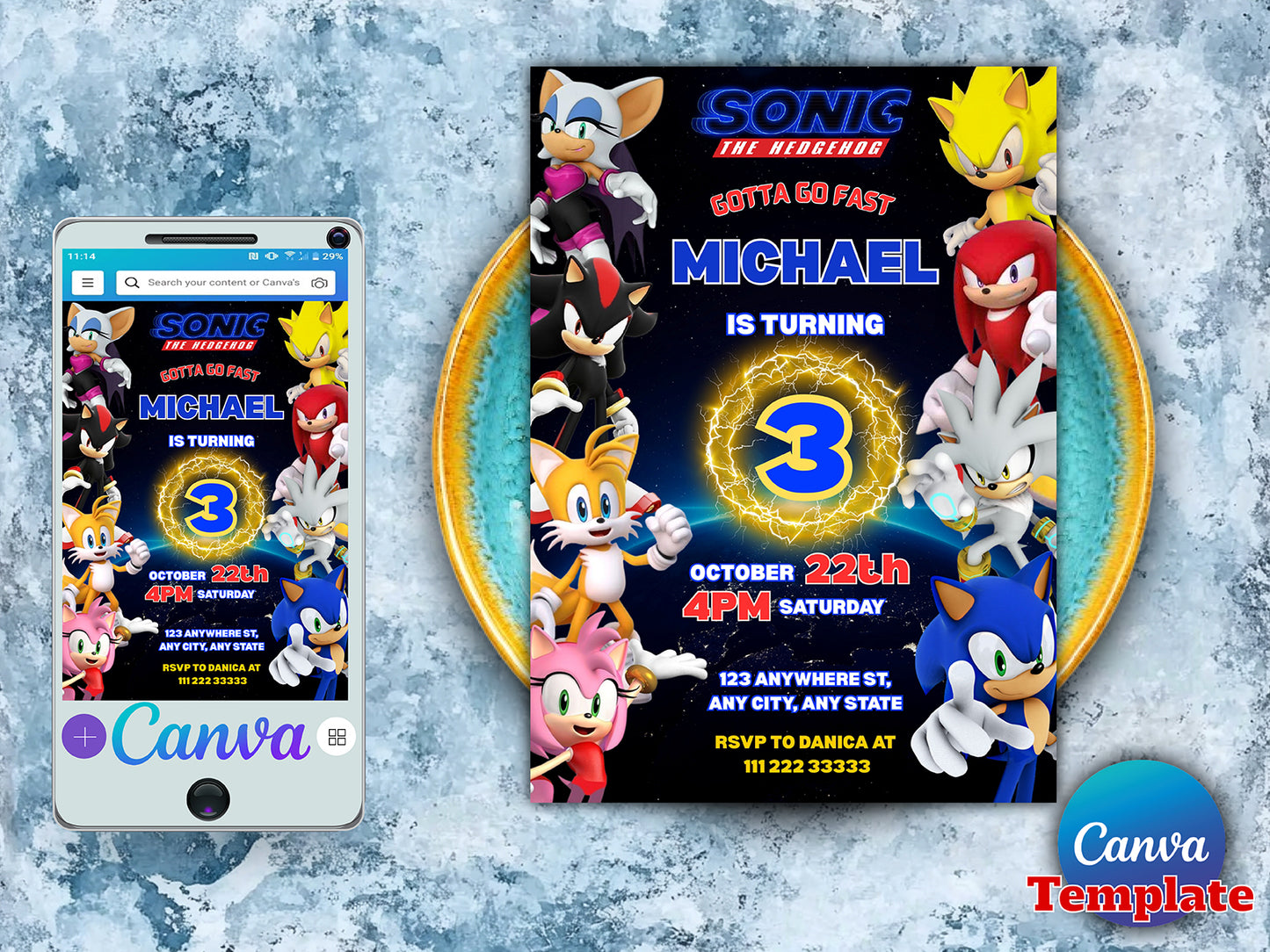 Super Sonic Birthday Invitation(Printable)