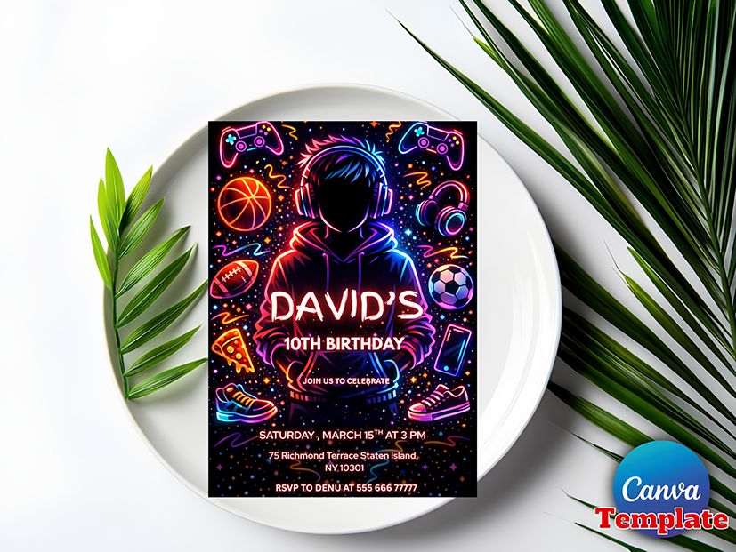Teen Boy Birthday Party Invitation