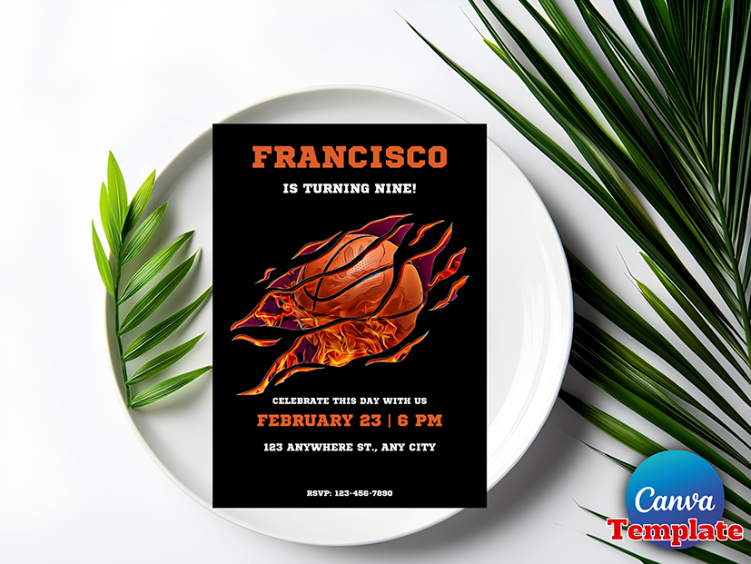Basketball Girls Boys Sports  Birthday Invitation