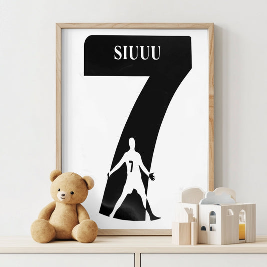 Cristiano Ronaldo CR7 Siuuu Celebration Minimalist Kids Room Wall Art (Printable+Physical)