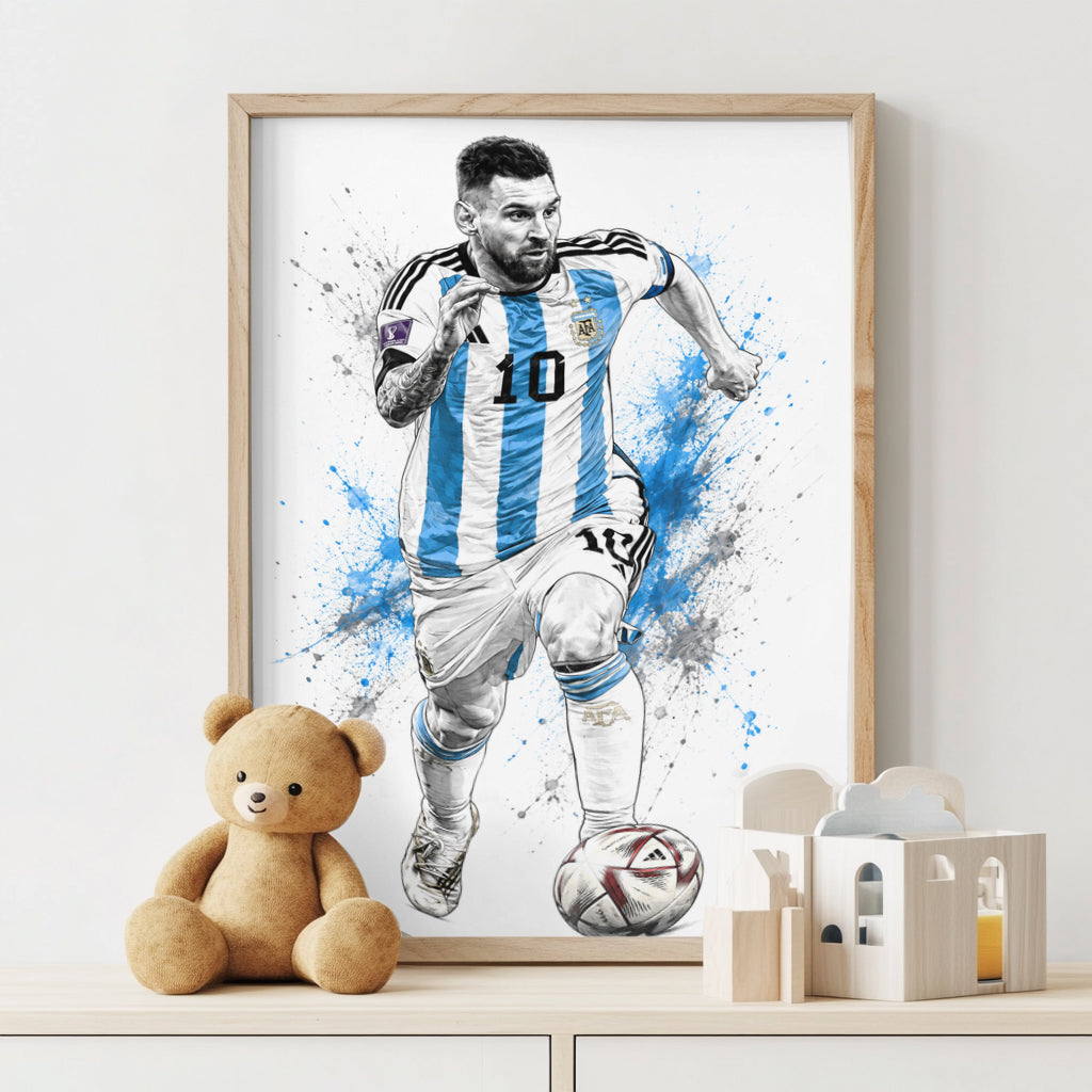 Lionel Messi Argentina Football Legends Sketch Wall Art Poster (Printable+Physical)