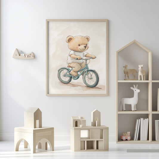 Cute Biking Nursery Wall Art(Printable+Physical)