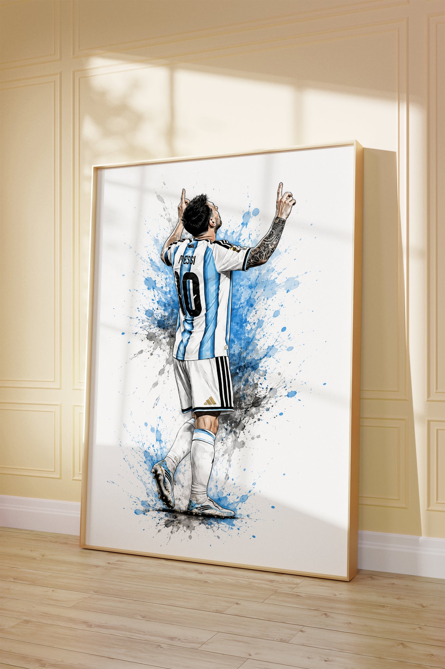 Lionel Messi Iconic Finger Pointing Celebration Argentina Sketch Wall Art Poster (Printable+Physical)