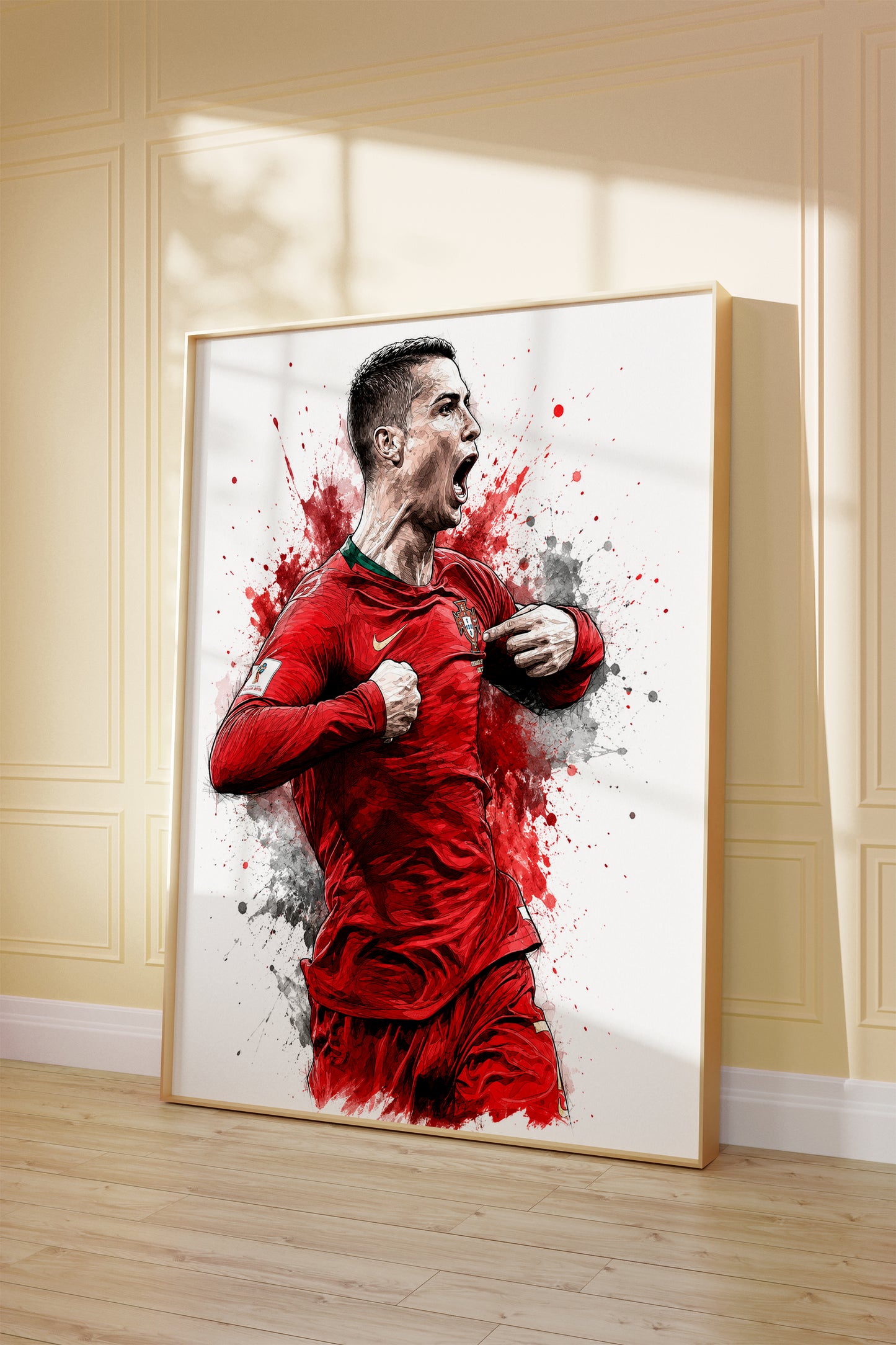Cristiano Ronaldo Portugal Crest Point Poster CR7 Watercolor Sketch Side Profile Wall Art (Printable+Physical)