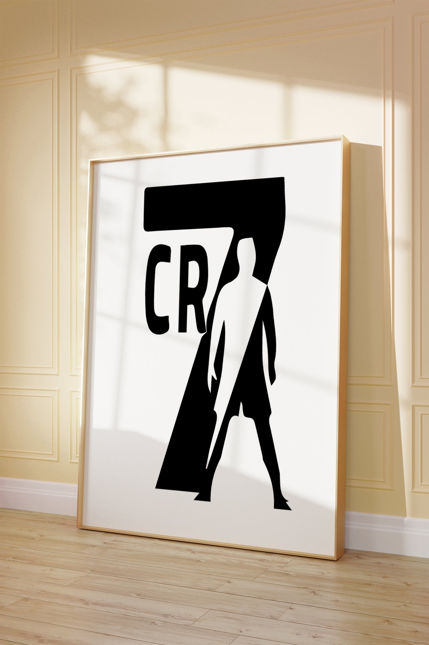 Cristiano Ronaldo CR7 Silhouette Minimalist Black and White Football Wall Art (Printable+Physical)