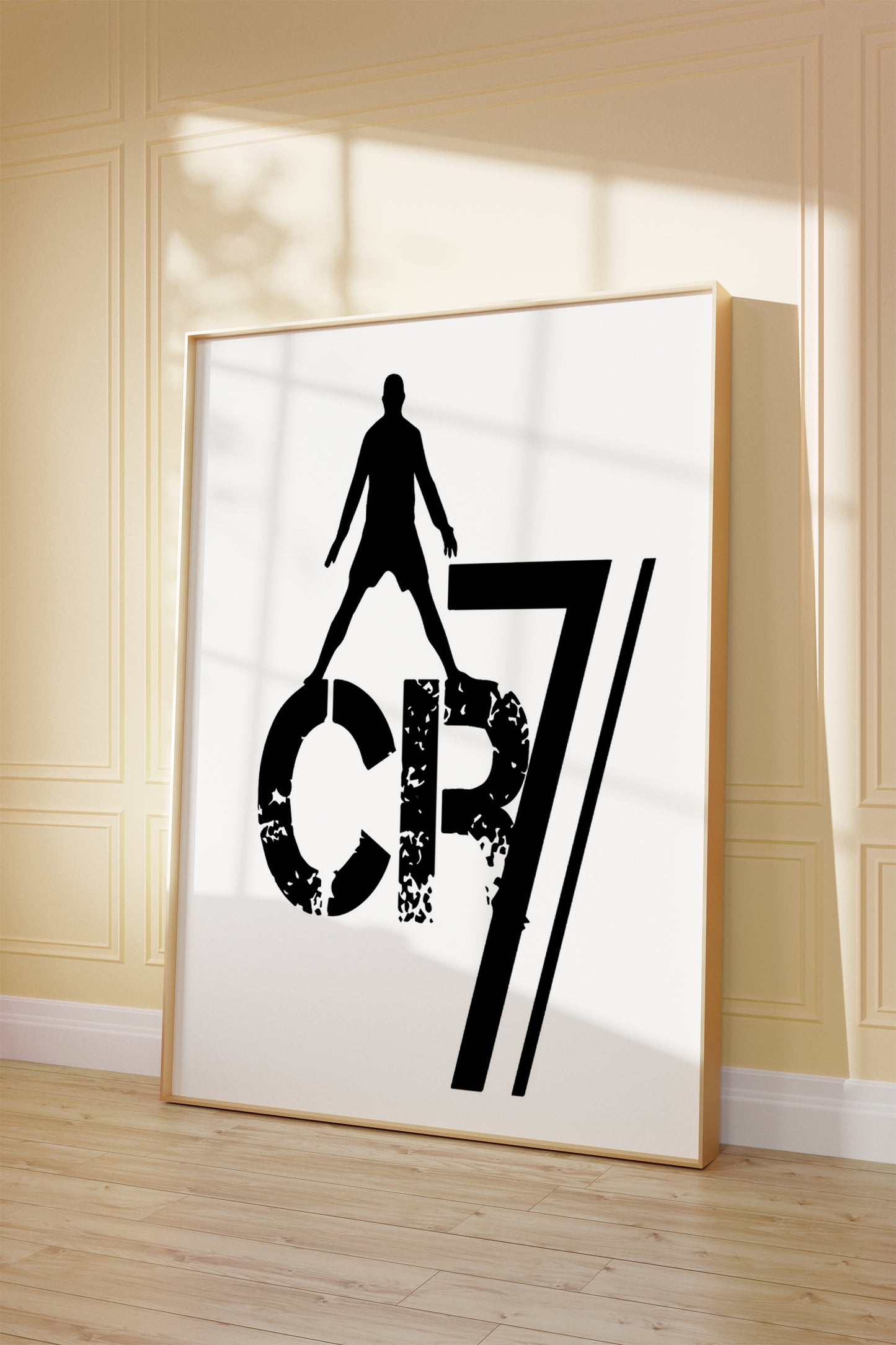CR7 Monochrome Stencil Art Poster Ronaldo Signature Victory Stance Wall Decor (Printable+Physical)