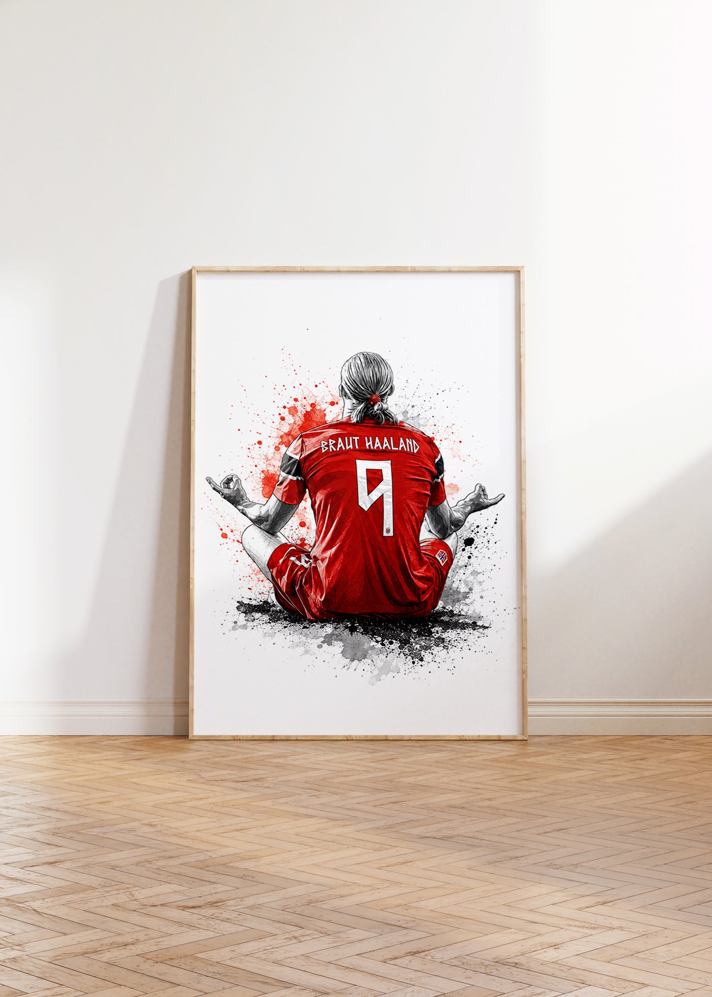 Erling Haaland Norway Zen Meditation Poster Braut 9 Back View Watercolor Wall Art (Printable+Physical)