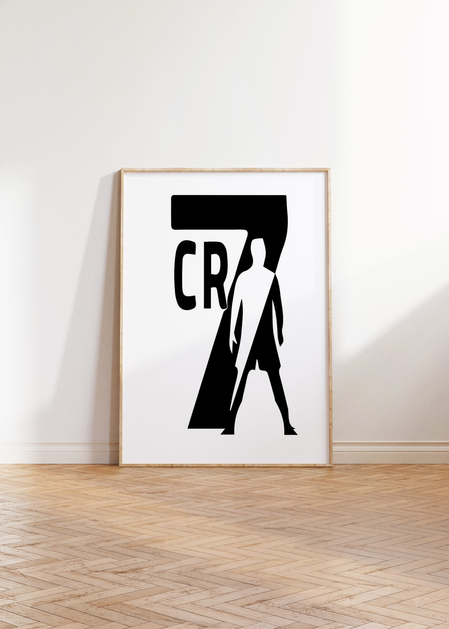 Cristiano Ronaldo CR7 Silhouette Minimalist Black and White Football Wall Art (Printable+Physical)