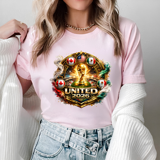 World Cup United 2026 Golden Trophy Host Nations Premium Graphic T-Shirt (physical)
