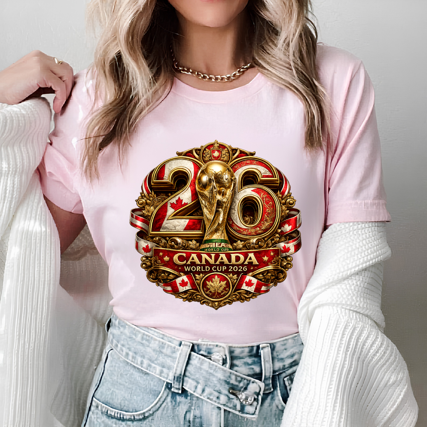 Canada World Cup 2026 Premium Golden Graphic Grey T-Shirt (physical)
