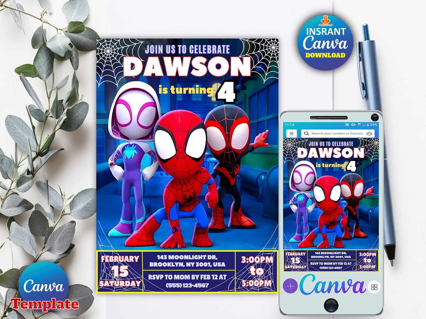 Spidey Celebrate Birthday Invitation Template