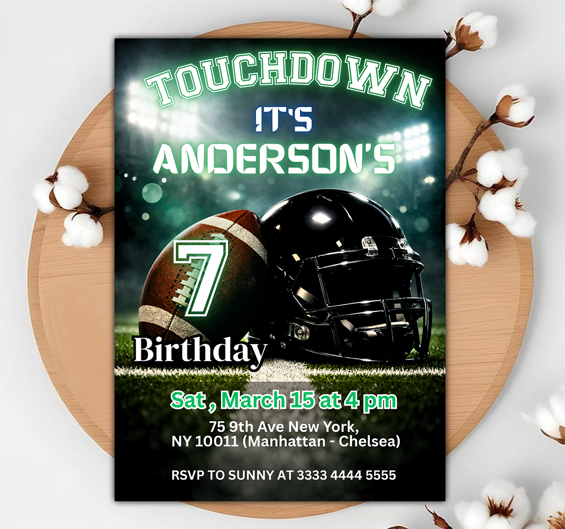 Editable American Football Invitation party