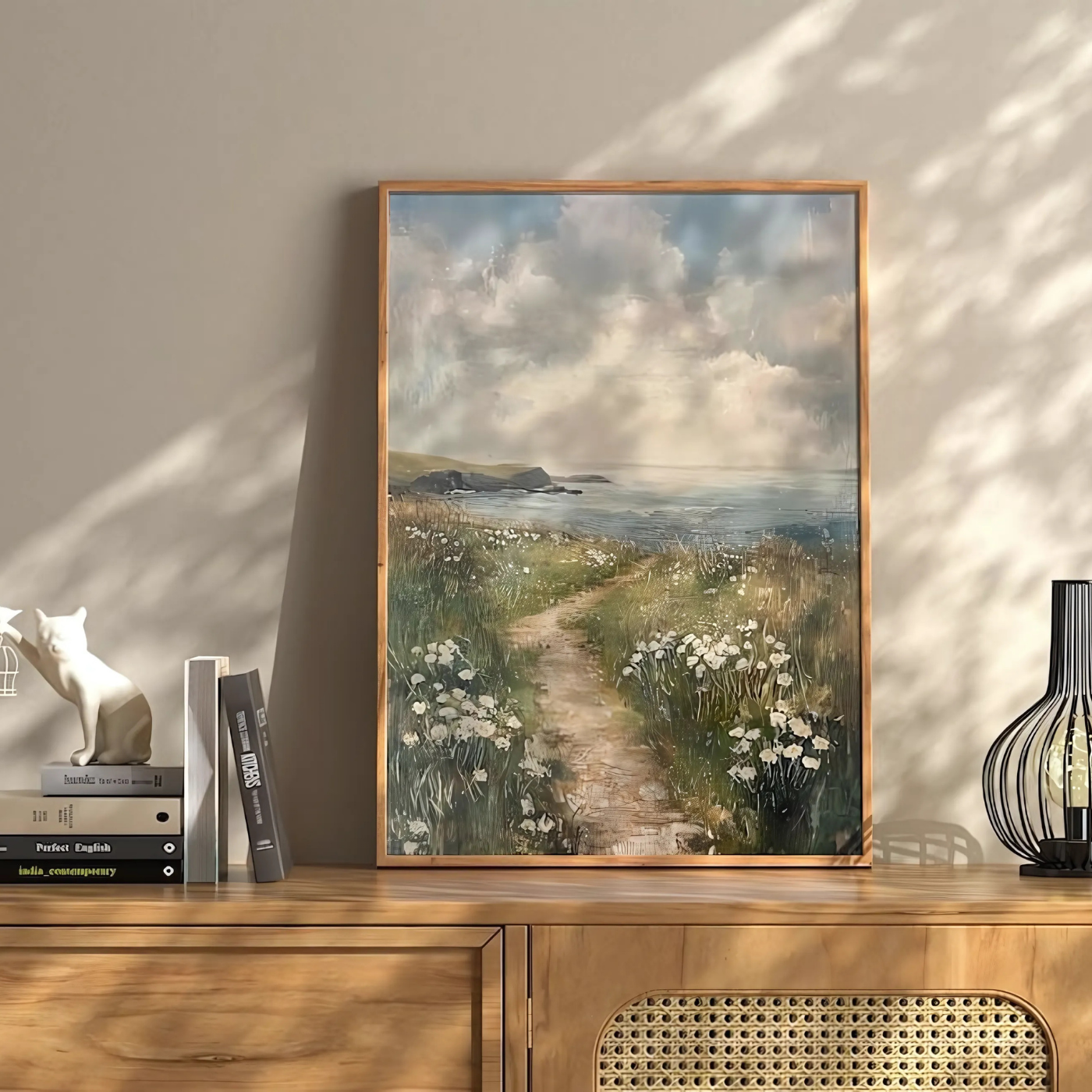 Coastal White Wildflower Painting(Printable+Physical)