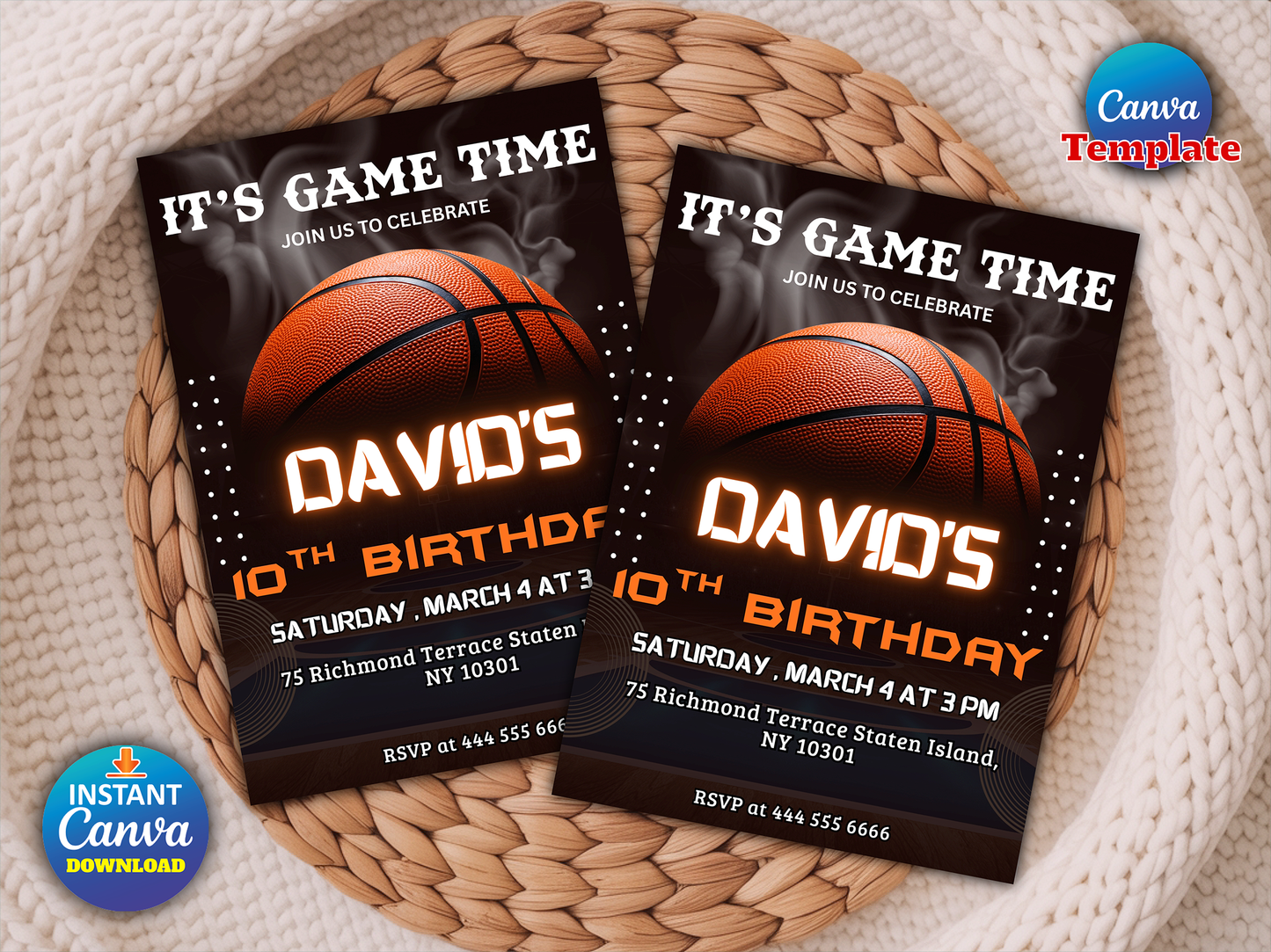 Editable Basketball Birthday Invitation Template