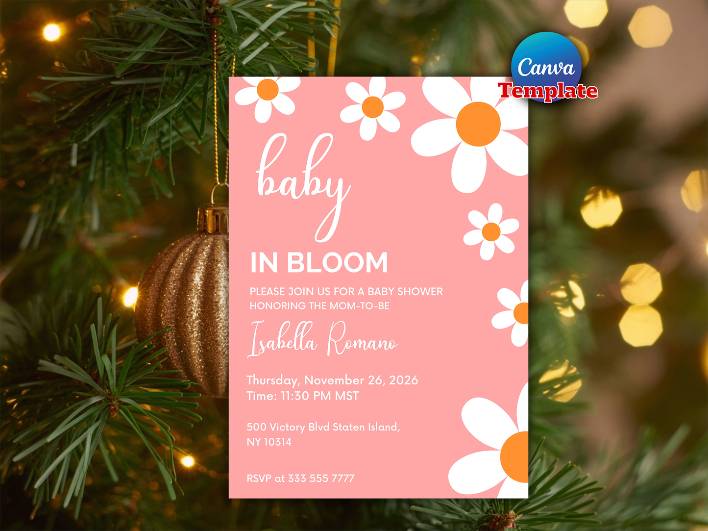 Baby in Bloom Daisy Baby Shower Invite, Boho Daisy Baby Shower Invitation