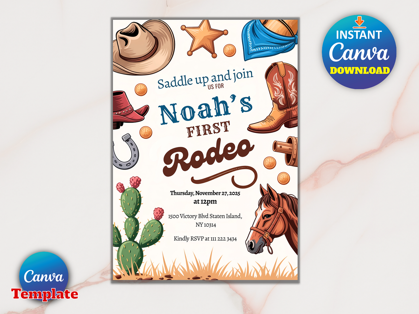 First Rodeo Birthday Invitation Template