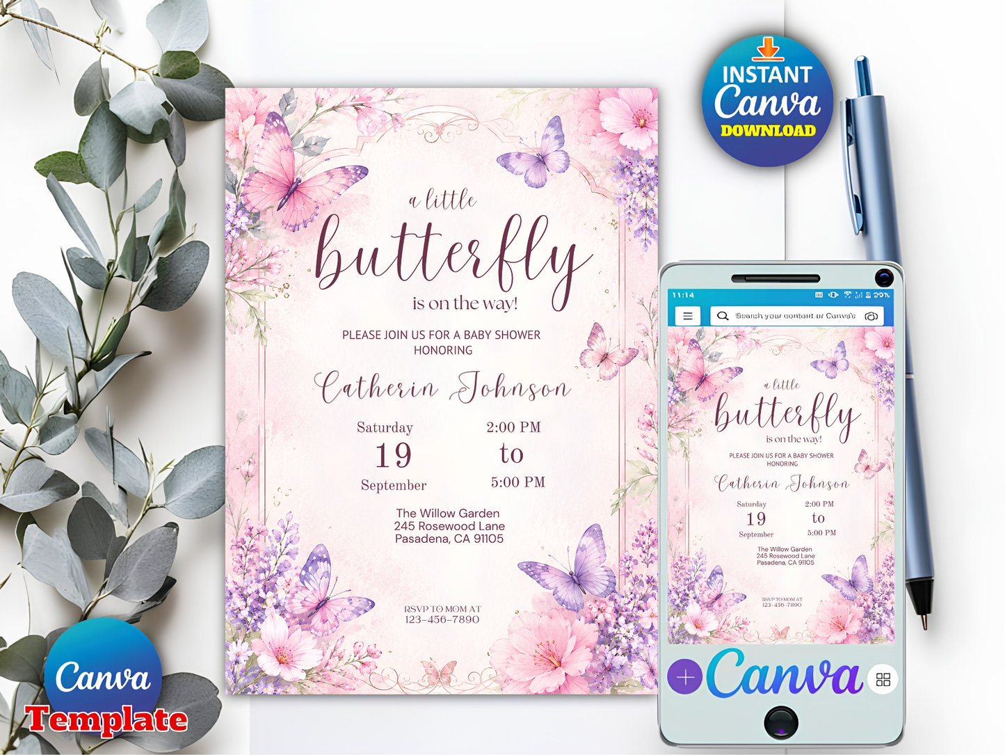 Editable baby shower invitation burgundy script design