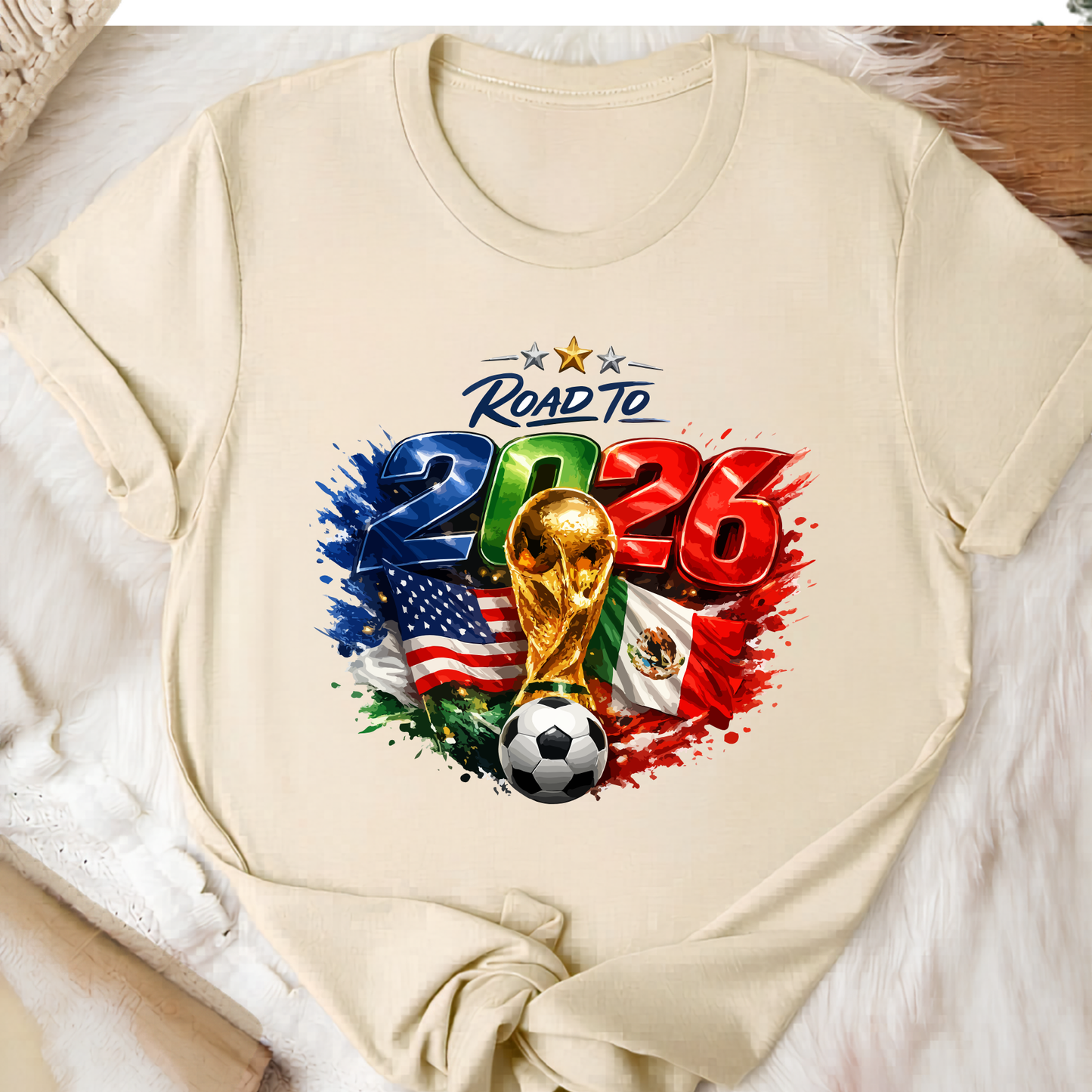 Road to 2026 World Cup United States & Mexico Soccer Fan T-Shirt (physical)